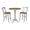 International Concepts Round 36 in Rd Pedestal Bar Ht Table, 2 X-Back Bar Ht Stools, Hickory/Stone, 36 in W, 36 in L, Wood K41-36RT-27B-S6133-2 - alternate 1